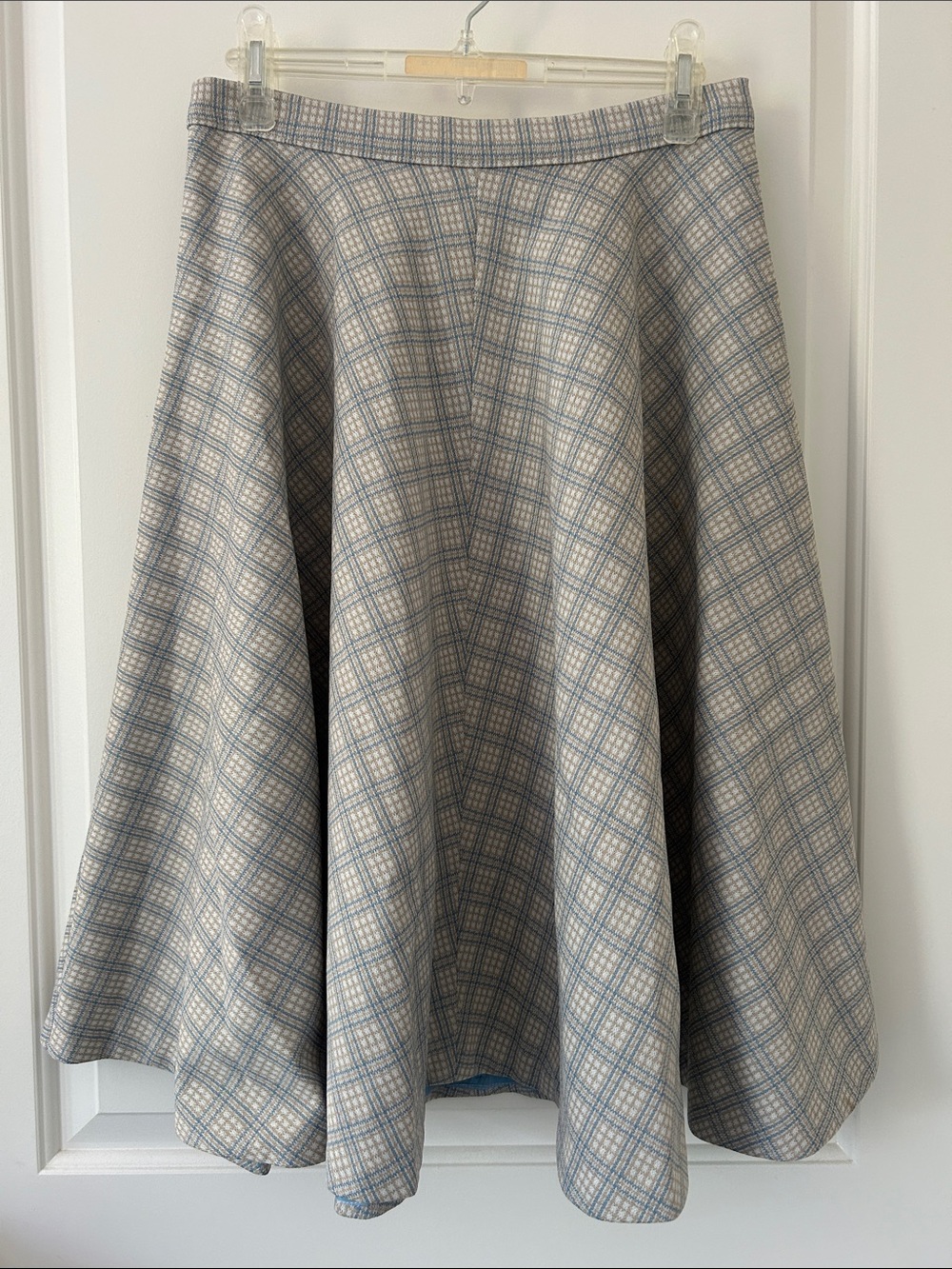 Vintage Soft Blue Plaid Tartan Circle Full Skirt